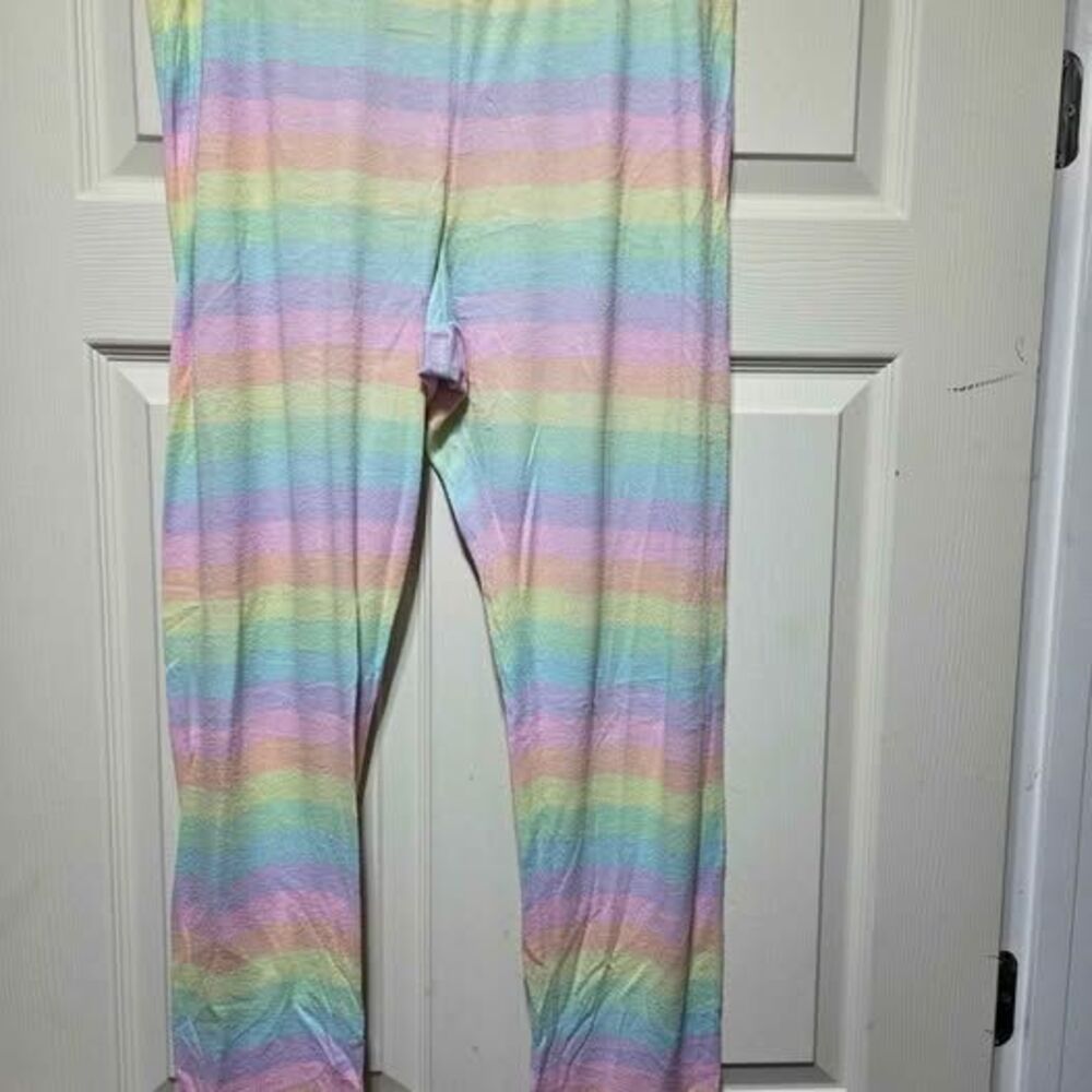Women's Victoria's Secret PINK size XL pastel rainbow striped pj pants